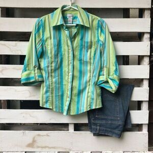 Chico’s 3/4 sleeve striped shirt